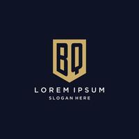 bq monogram initialer logotyp design med skydda ikon vektor