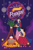 zwei Mädchen feiern Pongal Festival vektor