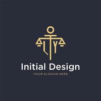 ly första monogram logotyp med skala och pelare stil design vektor