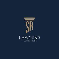 sr Anfangsmonogramm-Logo für Anwaltskanzlei, Anwalt, Anwalt mit Säulenstil vektor
