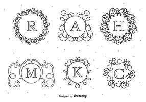 Handdragen Monograms Vector Set