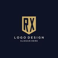 rx monogram initialer logotyp design med skydda ikon vektor