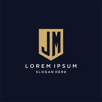 jm monogram initialer logotyp design med skydda ikon vektor