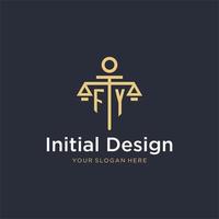 fy första monogram logotyp med skala och pelare stil design vektor