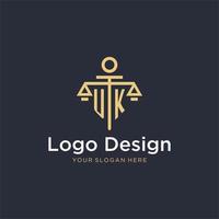 Storbritannien första monogram logotyp med skala och pelare stil design vektor