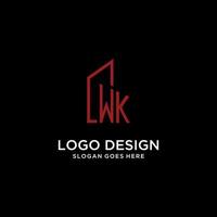 wk första monogram med byggnad logotyp design vektor