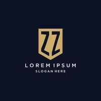 zz-Monogramm-Initialen-Logo-Design mit Schild-Symbol vektor