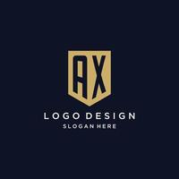 yxa monogram initialer logotyp design med skydda ikon vektor