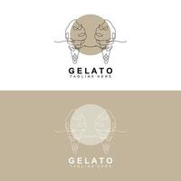 is grädde gelato logotyp design, ljuv mjuk kall mat, vektor varumärke företag Produkter