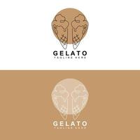 Eiscreme-Gelato-Logo-Design, süße weiche kalte Speisen, Produkte der Vektormarke vektor