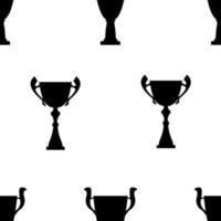 Siegertrophäe Cup nahtlose Muster. schwarze einfache Silhouettentextur. Meisterpreis für den ersten Platz. Vektor-Illustration. vektor