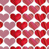 nahtloses Muster mit roten Herzen. verschiedene rote Herzen auf weißem Hintergrund. Vektor-Valentinstag-Illustration. vektor
