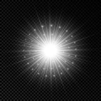 ljus effekt av lins bloss. vit lysande lampor starburst effekter med pärlar på en transparent bakgrund. vektor illustration