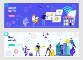 Smart Home Landing Page mit Personenzeichen vektor