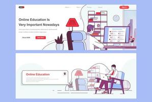 online utbildning målsidor inställd vektor