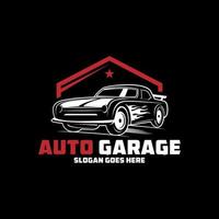 bil garage retro logotyp design, bil- reparera logotyp mall med rustik, årgång, retro stil vektor