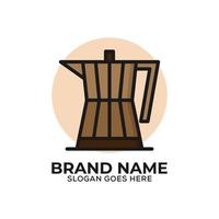 moka pott platt design logotyp vektor illustration, kaffe affär ikon med översikt stil