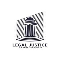 Designidee für das Logo der Anwaltskanzlei für Rechtsjustiz, griechischer Tempel mit Vektorgrafiken in Linienform vektor