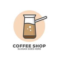 Motta kanna kaffe logotyp design, kan Begagnade kaffe affär eller Kafé och bar logotyp ikon mall vektor