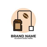 kaffe böna och te väska logotyp med platt design, kan Begagnade kaffe affär logotyp ikon med platt design vektor