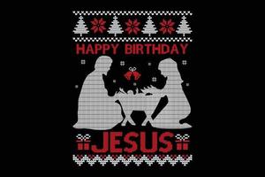 alles gute zum geburtstag jesus hässliche weihnachten t-shirt design. vektor