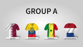 Qatar Soccer Cup Turnier 2022. Gruppe a Etappen . wehender Jersey mit Landesflaggenmuster. Vektor .