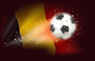 flygande fotboll boll med flagga av Belgien. 3d vektor illustration