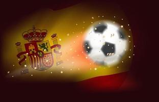 fliegender fußball mit flagge von spanien. 3D-Vektor-Illustration vektor