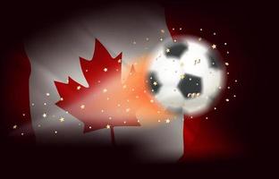 flygande fotboll boll med flagga av Kanada. 3d vektor illustration