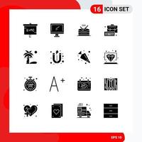16 universell fast glyf tecken symboler av tangentbord väska imac företag musik redigerbar vektor design element