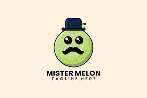 flache moderne vorlage herr melon obst logo vektor