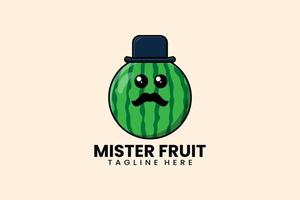 Flaches modernes Vorlagen-Mister-Wassermelonen-Logo vektor