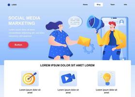 sociala medier marknadsföring platt målsida vektor