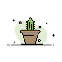 kaktus natur pott vår företag platt linje fylld ikon vektor baner mall