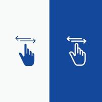 finger gester hand vänster rätt linje och glyf fast ikon blå baner linje och glyf fast ikon blå baner vektor