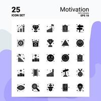 25 Motivations-Icon-Set 100 bearbeitbare eps 10-Dateien Business-Logo-Konzept-Ideen solides Glyphen-Icon-Design vektor
