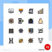 piktogram uppsättning av 16 enkel platt Färg fylld rader av efterrätt användare frukt signal analytisk redigerbar kreativ vektor design element