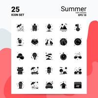 25 Sommer-Icon-Set 100 bearbeitbare Eps 10 Dateien Business-Logo-Konzept-Ideen solides Glyph-Icon-Design vektor