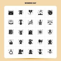 solide 25 Womens Day Icon Set Vektor Glyphe Stil Design schwarze Icons Set Web und mobile Geschäftsideen Design Vektor Illustration