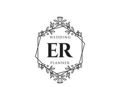 er initialen brief hochzeitsmonogramm logos sammlung, handgezeichnete moderne minimalistische und florale vorlagen für einladungskarten, save the date, elegante identität für restaurant, boutique, café im vektor