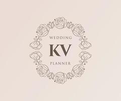 kv initialer brev bröllop monogram logotyper samling, hand dragen modern minimalistisk och blommig mallar för inbjudan kort, spara de datum, elegant identitet för restaurang, boutique, Kafé i vektor