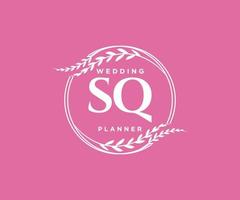 sq initialen brief hochzeitsmonogramm logos sammlung, handgezeichnete moderne minimalistische und florale vorlagen für einladungskarten, save the date, elegante identität für restaurant, boutique, café im vektor