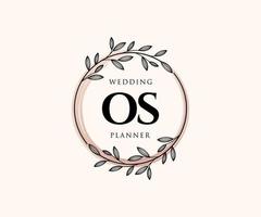 os initialen brief hochzeitsmonogramm logos sammlung, handgezeichnete moderne minimalistische und florale vorlagen für einladungskarten, save the date, elegante identität für restaurant, boutique, café im vektor