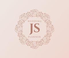 js initialen brief hochzeitsmonogramm logos sammlung, handgezeichnete moderne minimalistische und florale vorlagen für einladungskarten, save the date, elegante identität für restaurant, boutique, café im vektor