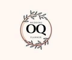 oq initialen brief hochzeit monogramm logos sammlung, handgezeichnete moderne minimalistische und florale vorlagen für einladungskarten, save the date, elegante identität für restaurant, boutique, café im vektor