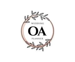 oa initialen brief hochzeitsmonogramm logos sammlung, handgezeichnete moderne minimalistische und florale vorlagen für einladungskarten, save the date, elegante identität für restaurant, boutique, café im vektor