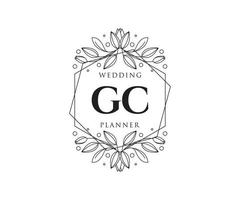 gc initialen brief hochzeitsmonogramm logos sammlung, handgezeichnete moderne minimalistische und florale vorlagen für einladungskarten, save the date, elegante identität für restaurant, boutique, café im vektor