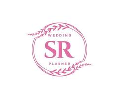 sr initialen brief hochzeitsmonogramm logos sammlung, handgezeichnete moderne minimalistische und florale vorlagen für einladungskarten, save the date, elegante identität für restaurant, boutique, café im vektor