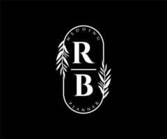 rb initialer brev bröllop monogram logotyper samling, hand dragen modern minimalistisk och blommig mallar för inbjudan kort, spara de datum, elegant identitet för restaurang, boutique, Kafé i vektor