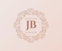 jb initialen brief hochzeitsmonogramm logos sammlung, handgezeichnete moderne minimalistische und florale vorlagen für einladungskarten, save the date, elegante identität für restaurant, boutique, café im vektor